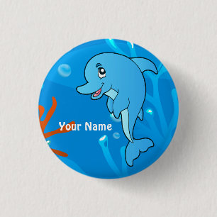 Badge Rond 2,50 Cm Bouton personnalisé Dolphin aquatique Ocean
