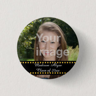 Badge Rond 2,50 Cm Bouton personnalisé jaune de l'année de remise des