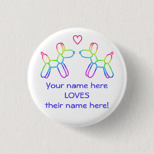 Badge Rond 2,50 Cm Bouton Personnalisé Rainbow Balloon Dogs dans Love