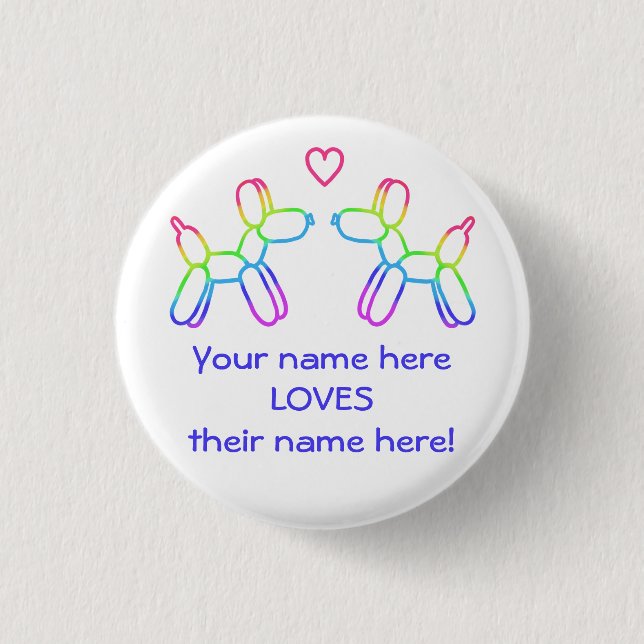 Badge Rond 2,50 Cm Bouton Personnalisé Rainbow Balloon Dogs dans Love (Devant)