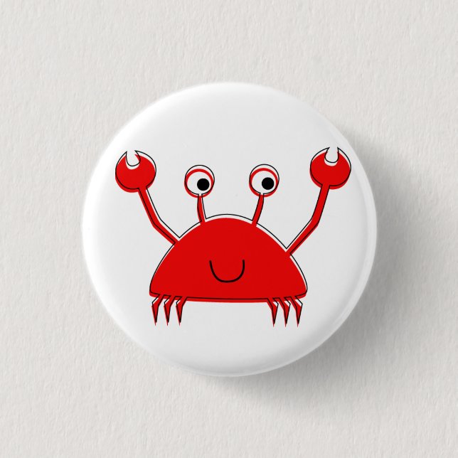 Badge Rond 2,50 Cm Bouton Petit Crabe rouge (Devant)