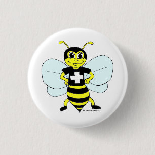 Badge Rond 2,50 Cm Bouton Petit Positif Abeille