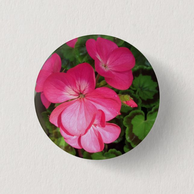 Badge Rond 2,50 Cm Bouton photo en géranium rose (Devant)