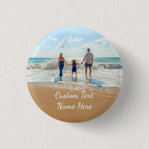 Badge Rond 2,50 Cm Bouton Photo personnalisée Nom du texte Vos photos