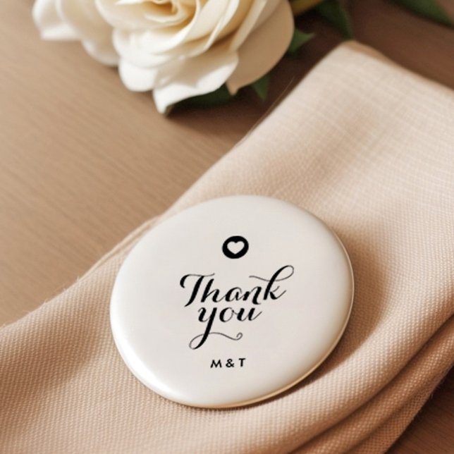 Badge Rond 2,50 Cm Bouton Pin de Merci de Monogramme de Coeur Moderne (Créateur téléchargé)