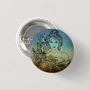 Badge Rond 2,50 Cm Bouton Pinback Art Nouveau