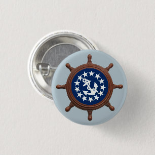 Badge Rond 2,50 Cm Bouton Pinback de la roue du navire, drapeau du ya
