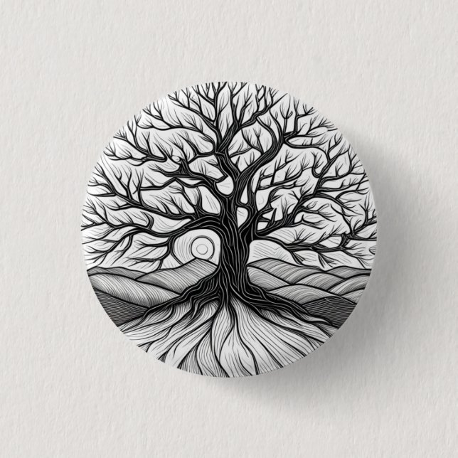 Badge Rond 2,50 Cm Bouton Pinback de l'arbre de vie (Devant)