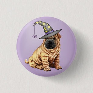 Badge Rond 2,50 Cm Bouton Pinback de Sorcière Shar-Pei