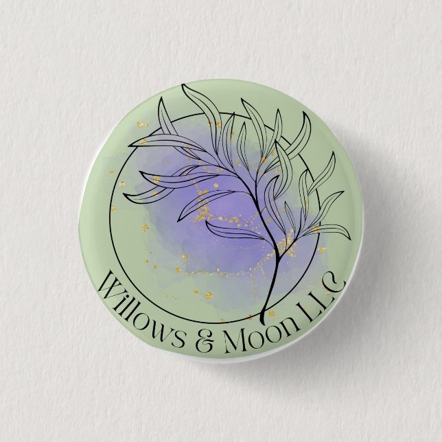 Badge Rond 2,50 Cm Bouton Pinback du logo Willows & Moon (Devant)