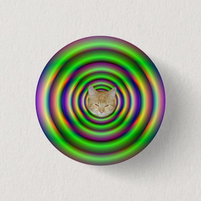 Badge Rond 2,50 Cm Bouton Pinback du tunnel du torus vert + chat (Devant)