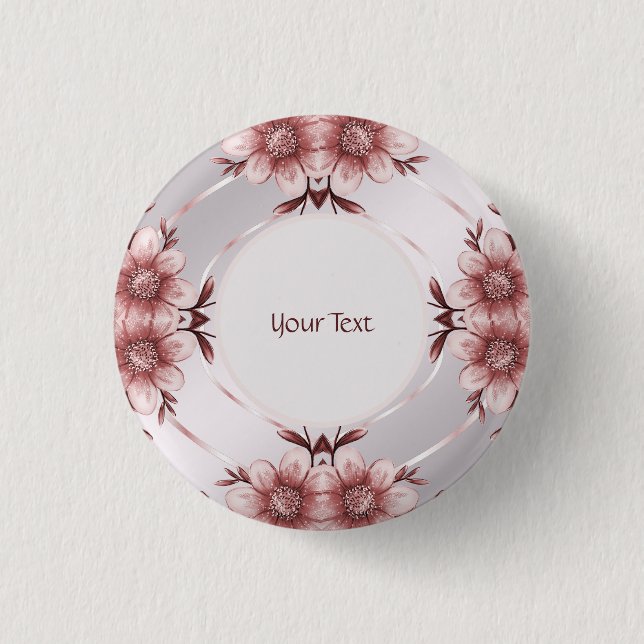 Badge Rond 2,50 Cm Bouton Pinback rose floral (Devant)
