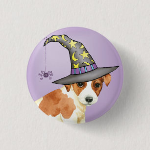 Badge Rond 2,50 Cm Bouton Pinback Russell Terrier Witch