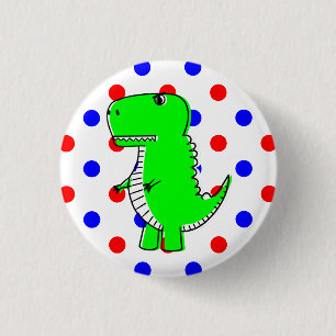 Badge Rond 2,50 Cm Bouton Pois Dinosaure Rouge Bleu Vert