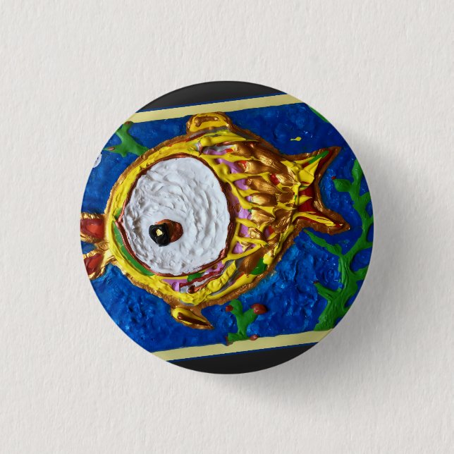 Badge Rond 2,50 Cm Bouton Poisson (Devant)