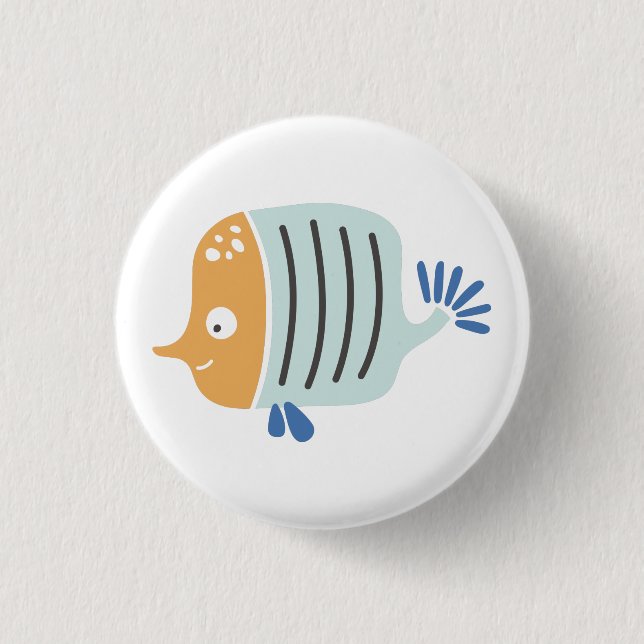 Badge Rond 2,50 Cm Bouton Poisson (Devant)