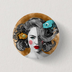 Badge Rond 2,50 Cm Bouton/Poisson-poissons ronds faits sur commande,