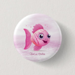Badge Rond 2,50 Cm Bouton Poisson rose