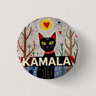 Badge Rond 2,50 Cm Bouton politique des femmes de chat pour Kamala