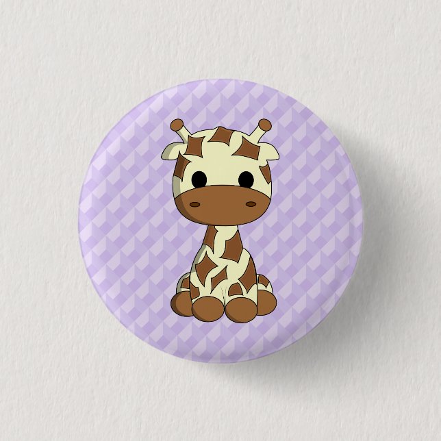 Badge Rond 2,50 Cm Bouton pourpre d'enfants de girafe de bande (Devant)