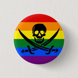 Badge Rond 2,50 Cm Bouton Pride Pirate Arc-en-ciel