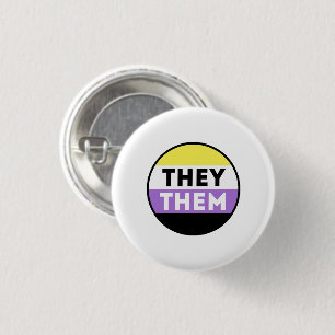 Badge Rond 2,50 Cm Bouton Pronoms Non Binaires - Ils Eux