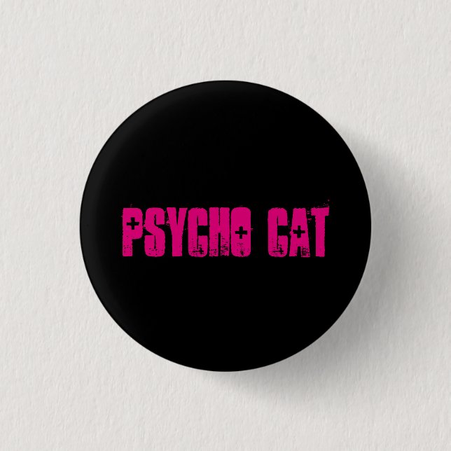 Badge Rond 2,50 Cm Bouton psychopathe de chat (Devant)