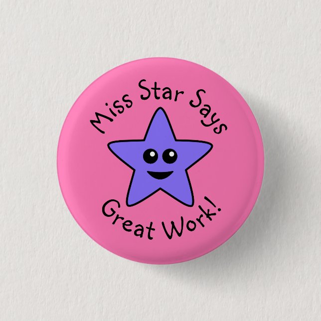 Badge Rond 2,50 Cm Bouton Purple Happy Star Great Work (Devant)