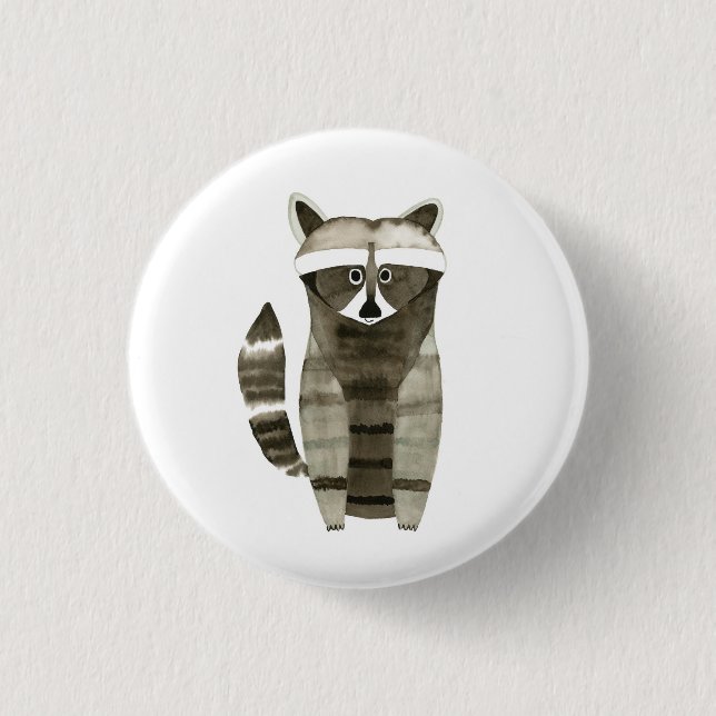 Badge Rond 2,50 Cm Bouton Raccoon mignon, Épingle (Devant)