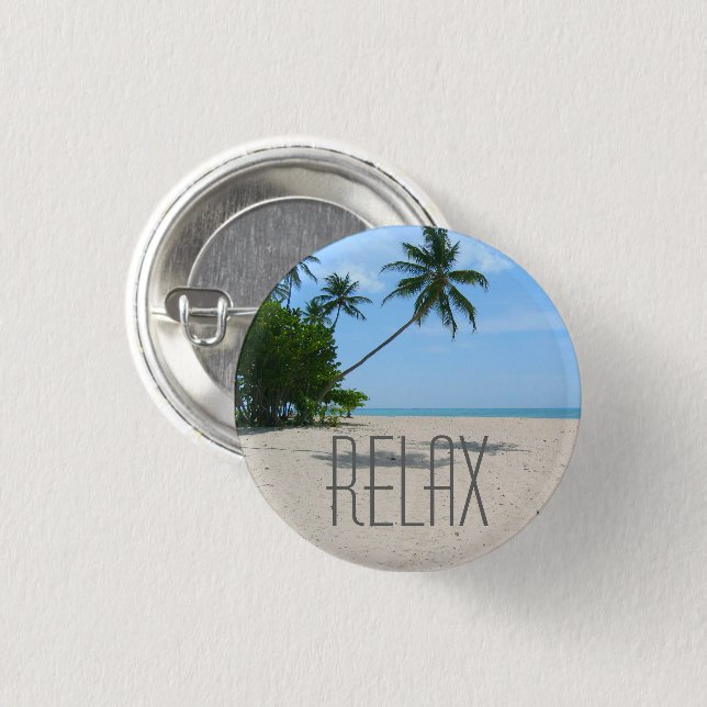Badge Rond 2,50 Cm Bouton "Relax" de la plage tropicale (Devant & derrière)