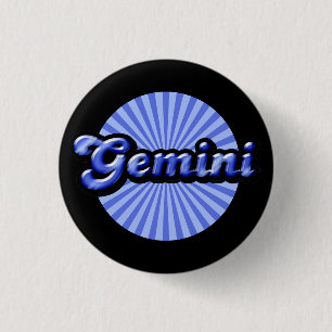 Badge Rond 2,50 Cm Bouton Retro Zodiac Gemini Pinback