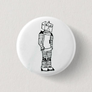 Badge Rond 2,50 Cm Bouton robot triste