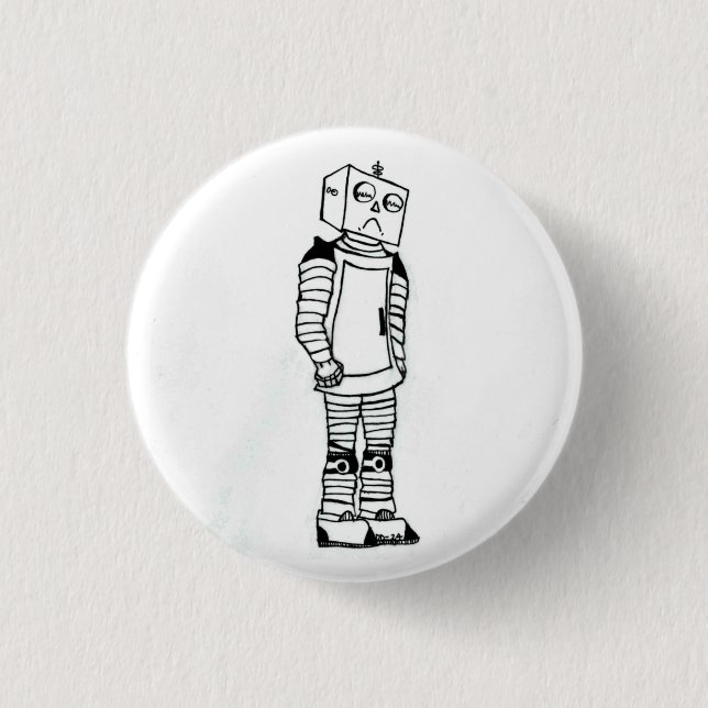 Badge Rond 2,50 Cm Bouton robot triste (Devant)