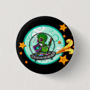 BADGE ROND 2,50 CM BOUTON ROND ALIEN DE DISCO DE CARTOON FUNNY