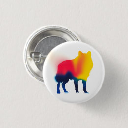 Badge Rond 2,50 Cm Bouton rond couleur peinture Spray Wolf Silhouette