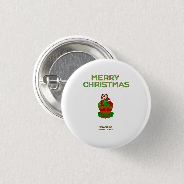 Badge Rond 2,50 Cm Bouton rond Cupcake de Noël (Devant & derrière)