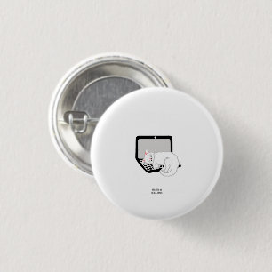 Badge Rond 2,50 Cm Bouton rond du chat blanc dormant sur l'ordinateur