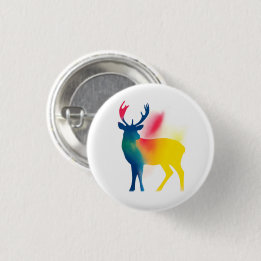 Badge Rond 2,50 Cm Bouton rond en silhouette de cerf de peinture à Sp