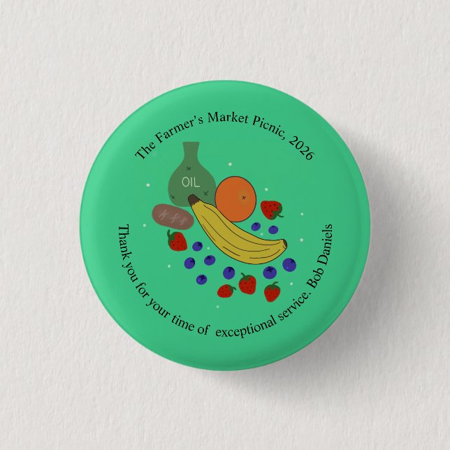 Badge Rond 2,50 Cm Bouton rond Fruit et Huile (Devant)
