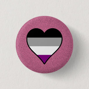 Badge Rond 2,50 Cm Bouton rose de coeurs asexuels de fierté