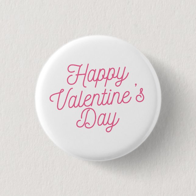 Badge Rond 2,50 Cm Bouton rose de Pin de la heureuse Sainte-Valentin (Devant)