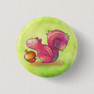 Badge Rond 2,50 Cm Bouton rose d'écureuil