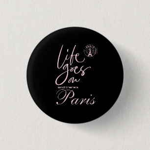 Badge Rond 2,50 Cm Bouton rose et noir