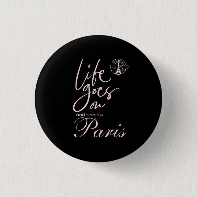 Badge Rond 2,50 Cm Bouton rose et noir (Devant)