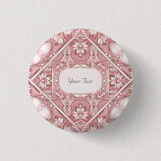 Badge Rond 2,50 Cm Bouton rose floral (Devant)