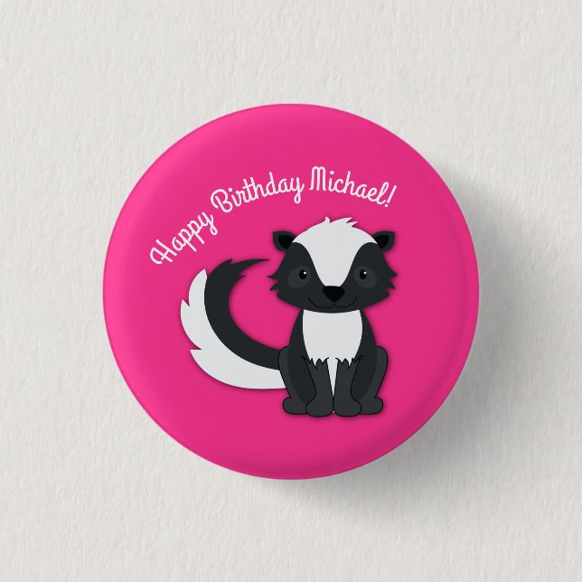 Badge Rond 2,50 Cm Bouton rose pour enfants de fête d'anniversaire Sk (Devant)