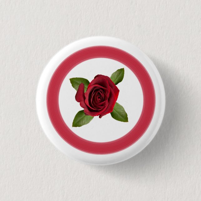 Badge Rond 2,50 Cm Bouton Rose rouge (Devant)