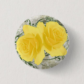 Badge Rond 2,50 Cm Bouton Roses Jaunes