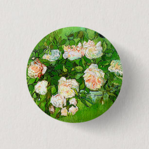 Badge Rond 2,50 Cm Bouton Roses roses de Van Gogh