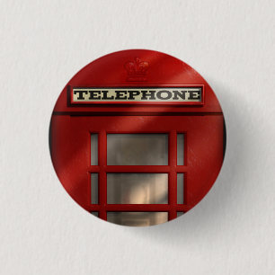 Badge Rond 2,50 Cm Bouton rouge britannique de cabine téléphonique
